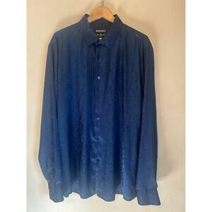 Barabas men's long-sleeve blue button-up shirt Floral Print Size 3XL